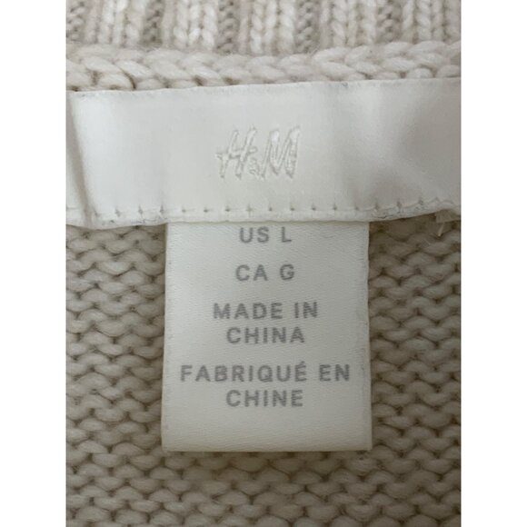 H&M Womens Large Beige Knit Sweater thick relaxed tunic RAA10441 - Picture 4 of 7